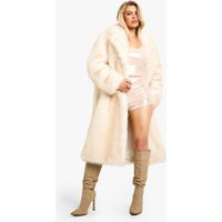 boohoo Women's Luxe Two Tone Faux Fur Coat in Cream | Size: 6 | Knitted | boohoo (US & Canada)