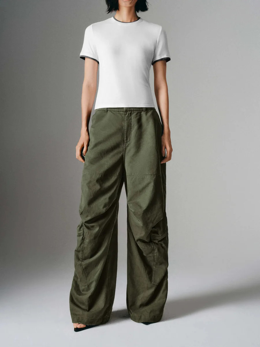 Cotton Lyocell Elastic-Waist Wide-Leg Pants | Urban Revivo