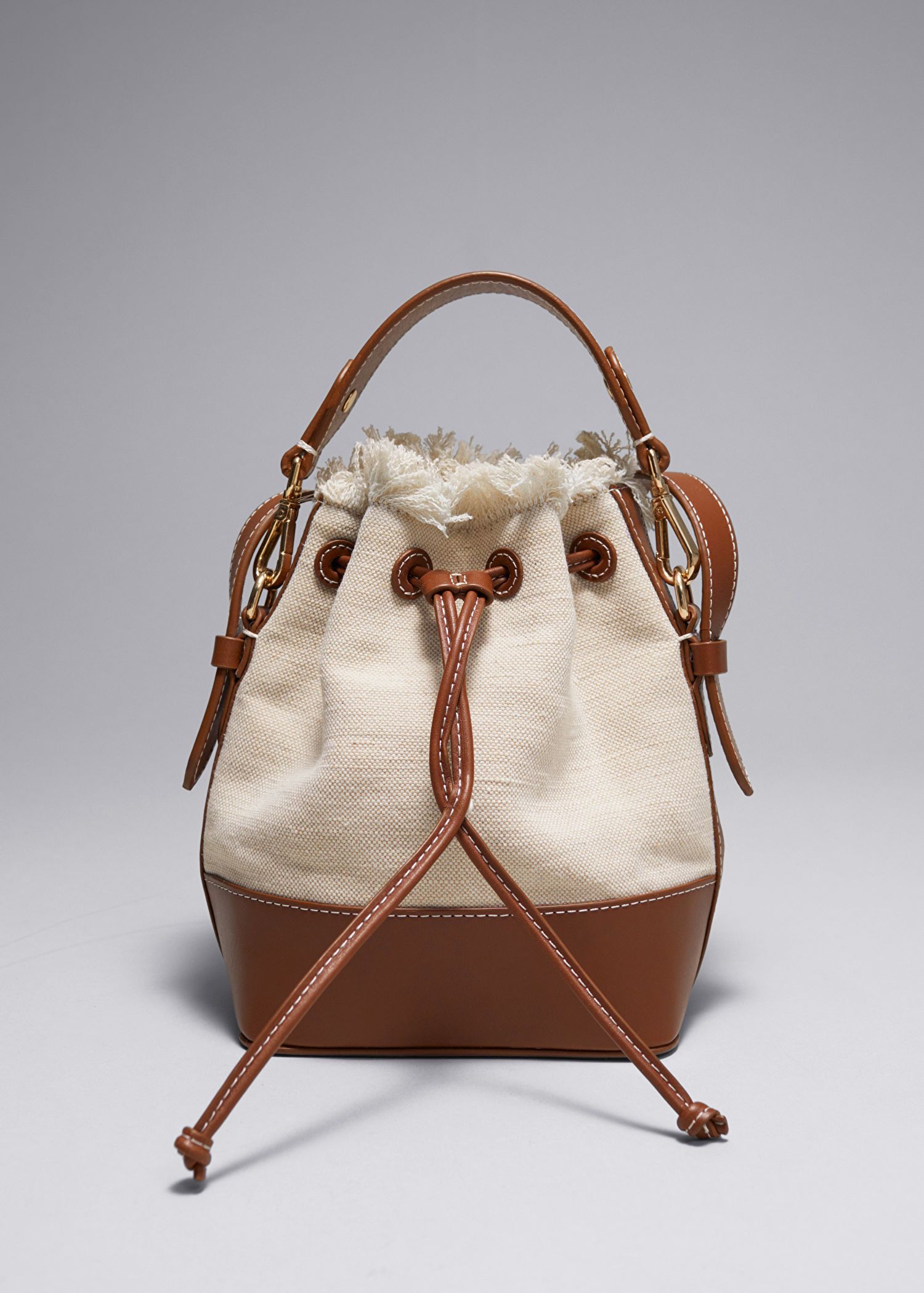 Leather-Trimmed Canvas Bucket Bag | & Other Stories US