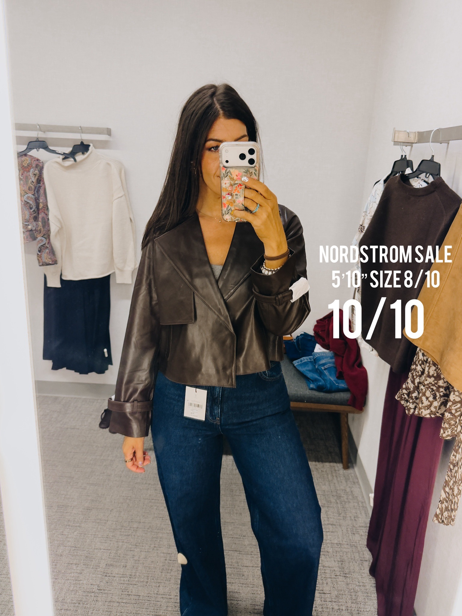 Loved leather jacket, sized down to a small 
Nordstrom Sale, midsize style, nsale, easy outfit, what to wear, fall midsize outfit, ootd, midsize fall, causal

#LTKOver40 #LTKMidsize #LTKSaleAlert