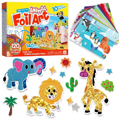 Joyfy Foil Art Kit for Kids, Animals Mess-Free Foil Foam Stickers, Art & Craft Supplies, Creative Travel Toys, Birthday Gift for Boys Girls Age 4+ | Target