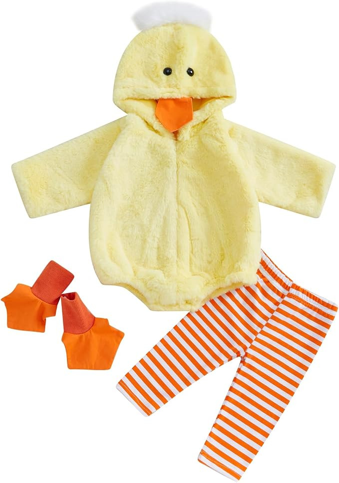 Twopumpkin Baby Chick Halloween Costumes Cute Infant Toddler Girl Boy Duck Costume Cape Sleeve Fu... | Amazon (US)