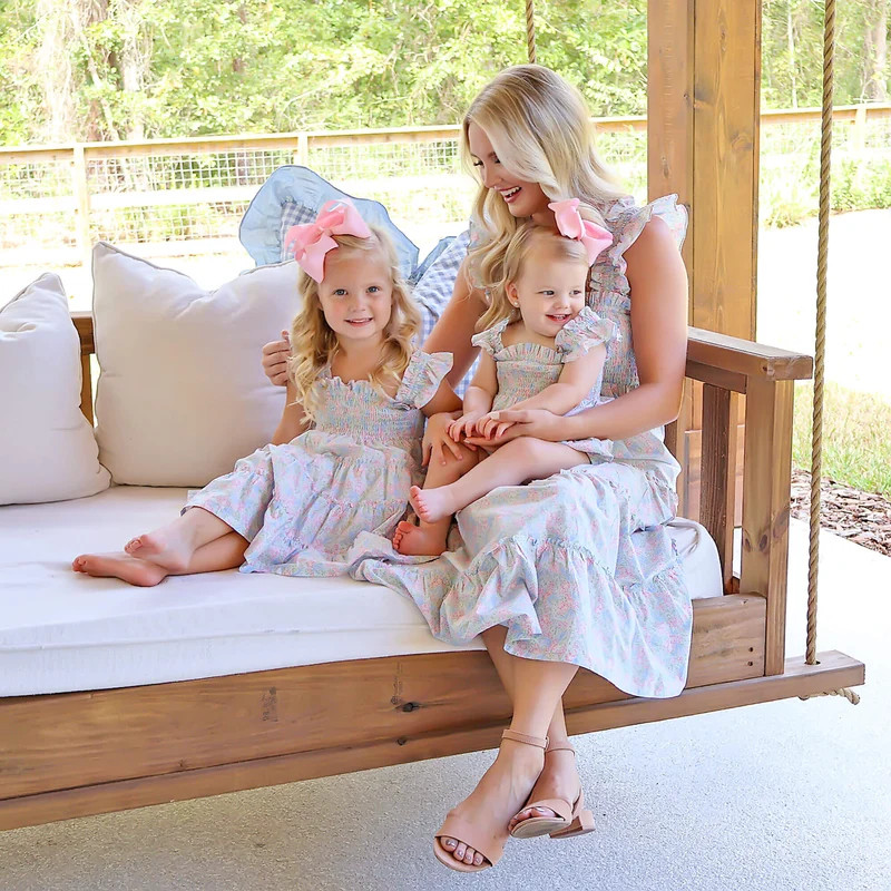 Vintage Garden Blue Smocked Hannah Bubble | Classic Whimsy