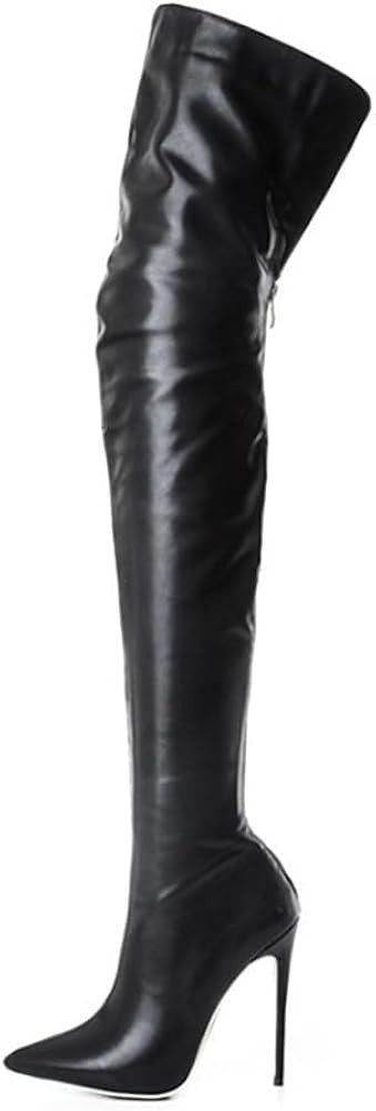 YING LAN Over the Knee High Boots for Women Sexy Zipper Pointed Toe High Heel Faux Leather Surgic... | Amazon (US)