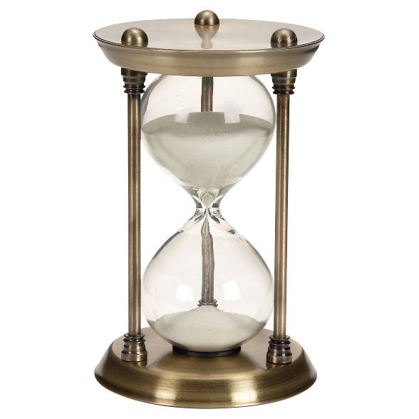 Classic Elegance Rustic Iron and Glass 15-Minute Sand Timer Hourglass (7") - Olivia & May | Target