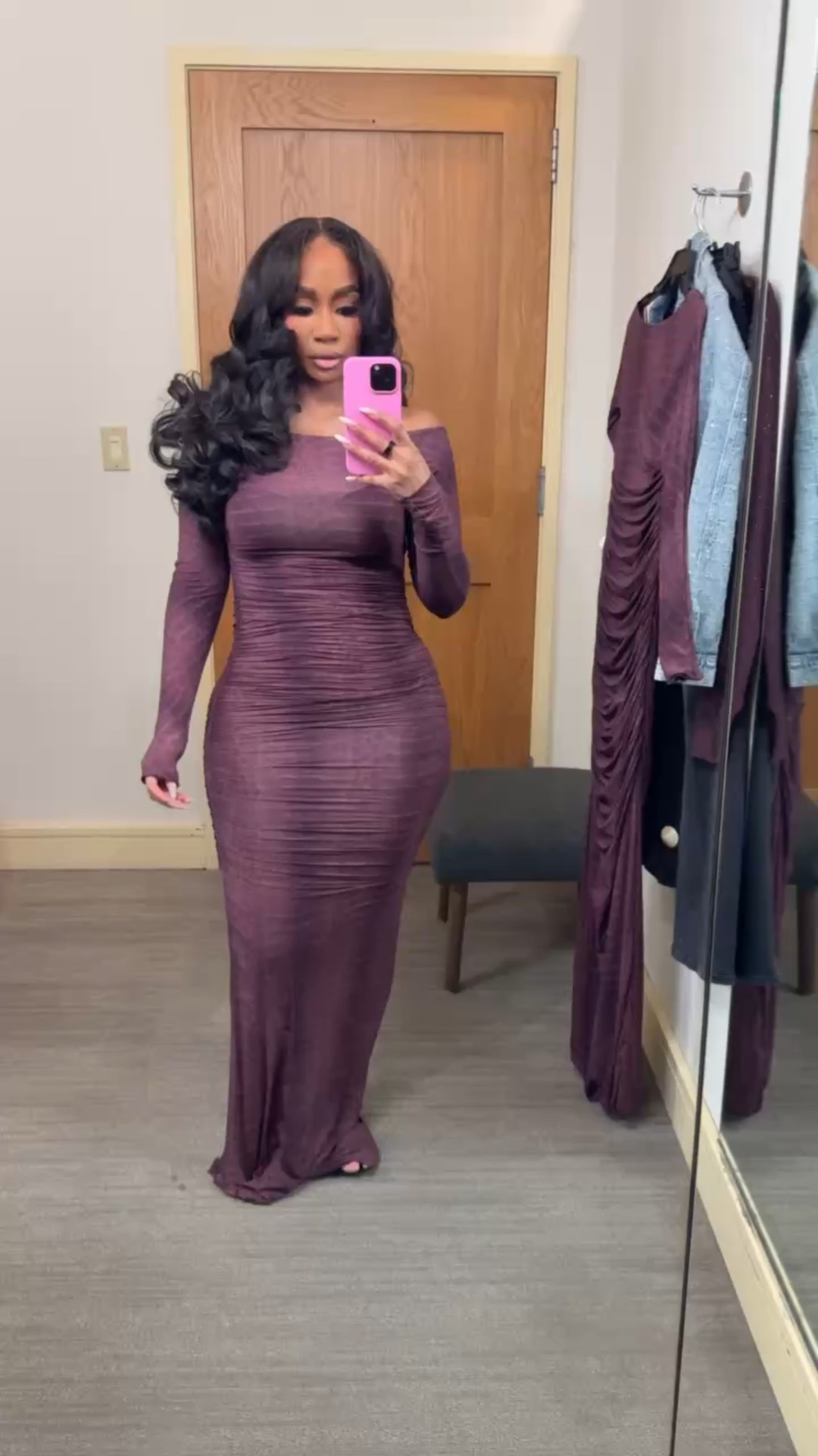 Ruched off-shoulder bodycon maxi dress! Available in other prints and colors! 

#LTKMidsize #LTKootd