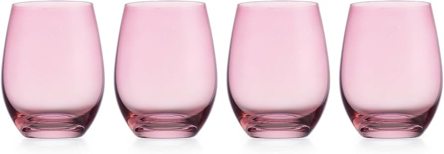 Godinger Stemless Wine Glasses, Martini Glasses, Stemless Wine Glass, Pink Wine Glasses - Elegant... | Amazon (US)
