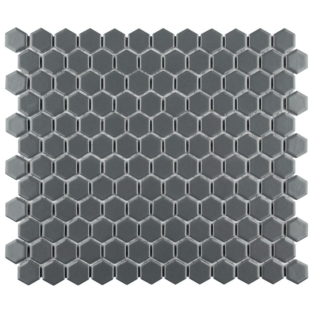 Merola Tile Metro Hex 11-3/4 in. x 10-1/4 in. x 6mm Matte Grey Porcelain Mosaic Tile (8.56 sq. ft... | The Home Depot