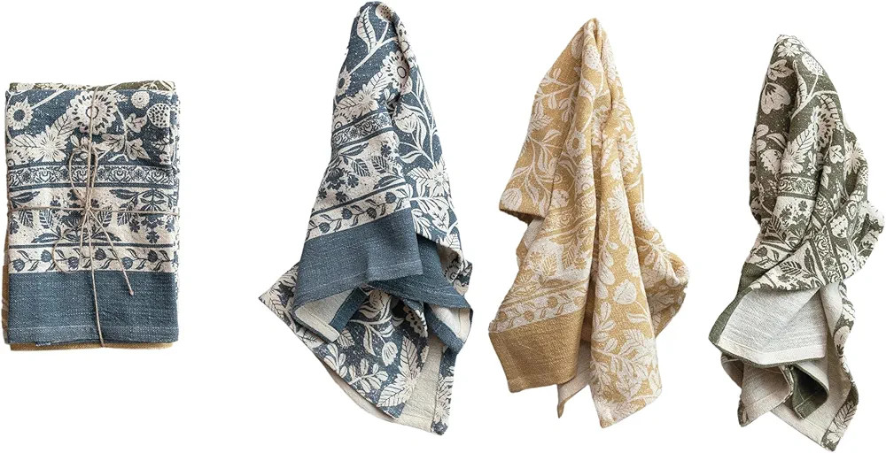 Creative Co-Op Blossom Cotton Tea Towel, Multicolor, Set of 3 | Amazon (US)