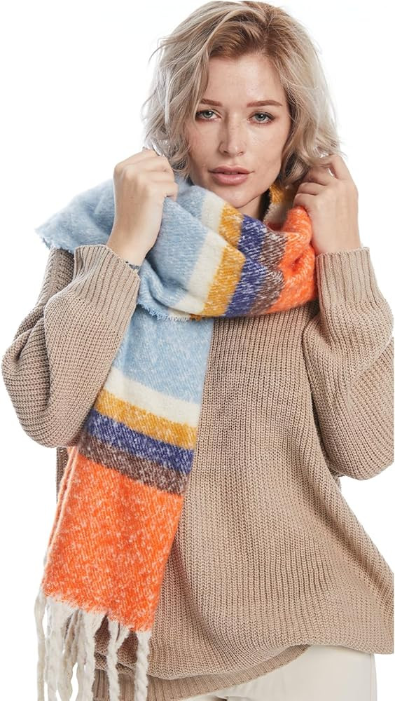MissShorthair Oversized Chunky Scarf for Women Winter Warm Colorful Blanket Big Scarfs Plaid Thic... | Amazon (US)
