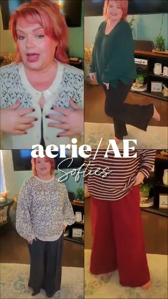 Now is the time to hit up @aerie and American Eagle, especially if you’ve never tried them! Discount details👇🏼 

I was especially interested to try their jeans, cozy sweaters and sweatshirts, leopard print pieces, and a lot of their pieces in burgundy and espresso brown.

Because they don’t have plus sizes. I always thought they wouldn’t fit me, but it turns out their extended sizing and the generous cut of many of their pieces actually puts me into an XL.

💵DISCOUNTS: when you click through below, you can currently get up to 30% off on almost everything American Eagle, including jeans, sweaters, and new arrivals. Get 40% off aerie leggings, $25 sweaters, and an additional 20% off with code LTK20 in the promo code box at checkout, when you click through below. 

For reference, I am 5‘9“ tall, usually wear a 2X in tops, and an XL-18 for bottoms depending on the retailer. I wear a 10 shoe. All of the big hug sweaters/sweatshirts were a size too big, even accounting for an oversized style look. The off-line leggings and flared leg leggings I found to be true to size. The extra wide leg fold over waist pants could go either way depending on how snug or loose you want around the waist, I went with XL. The aerie offline fleece wide leg, trouser pants size down, even with the drawstring. The American Eagle lace detailed sweater are both true to size. The lace detailed sweater has some acrylic in it, which makes it ever so slightly scratchy for my very sensitive skin. Just FYI.

#ltktall #ltkpetite #ltkstyletip #ltkactive #ltkover40 #ltkmens #ltkseasonal #ltkfindsunder50 

#LTKSaleAlert #LTKPlusSize #LTKMidsize