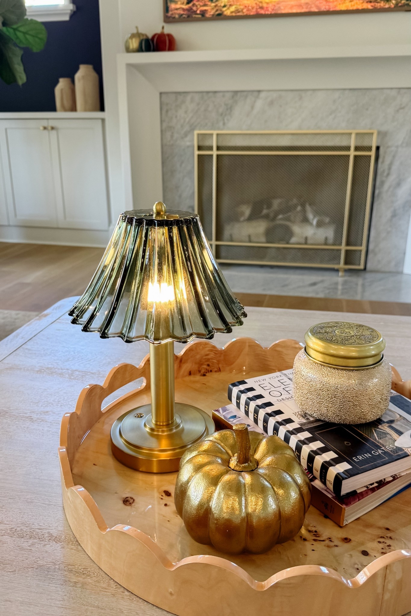 Glass shade coffee table lamp under $30! ✨ Rechargeable with 3 light settings and also comes in tan  

#LTKHome