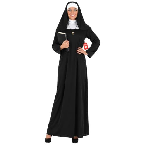 fun shack Nun Costume Woman, Nun Outfit, Halloween Costumes for Women | Black Dress, Crisp White Collar, Nun Headdress and Cross Necklace Included, Perfect for Halloween, Nun Halloween Costume | Amazon (US)