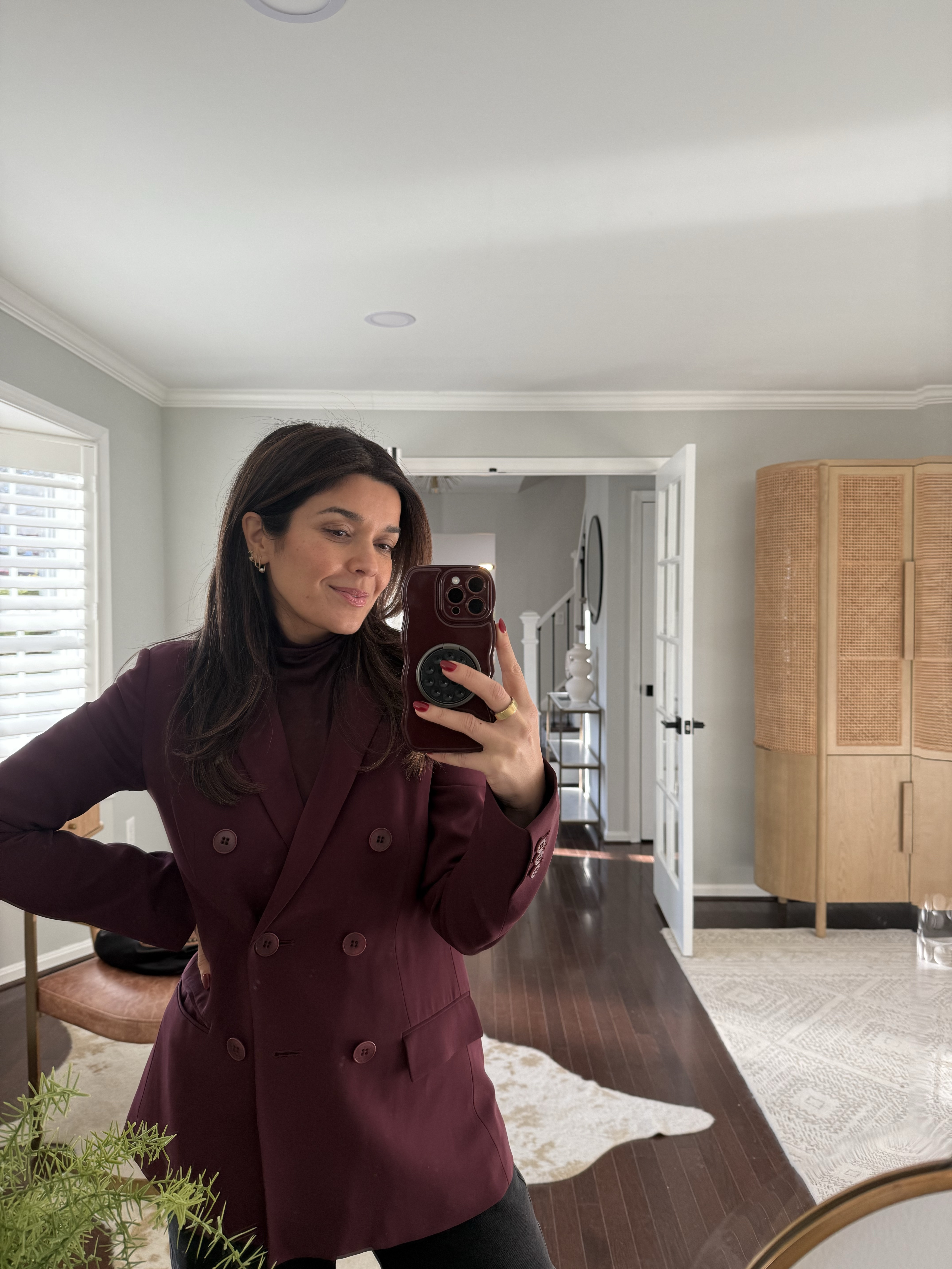 Burgundy blazer moment 