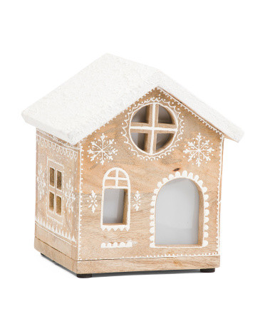 8in Led Wooden Gingerbread House | TJ Maxx