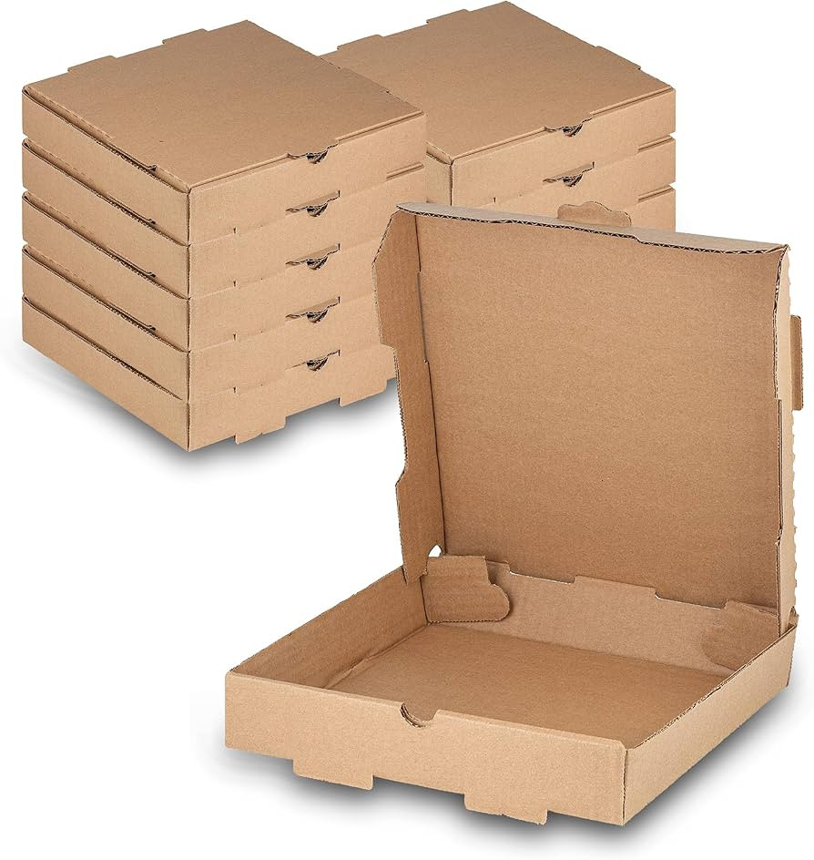 MT Products Kraft Pizza Box 10" x 10" x - Small Corrugated B-Flute Cardboard Pizza Boxes (Pack of... | Amazon (US)