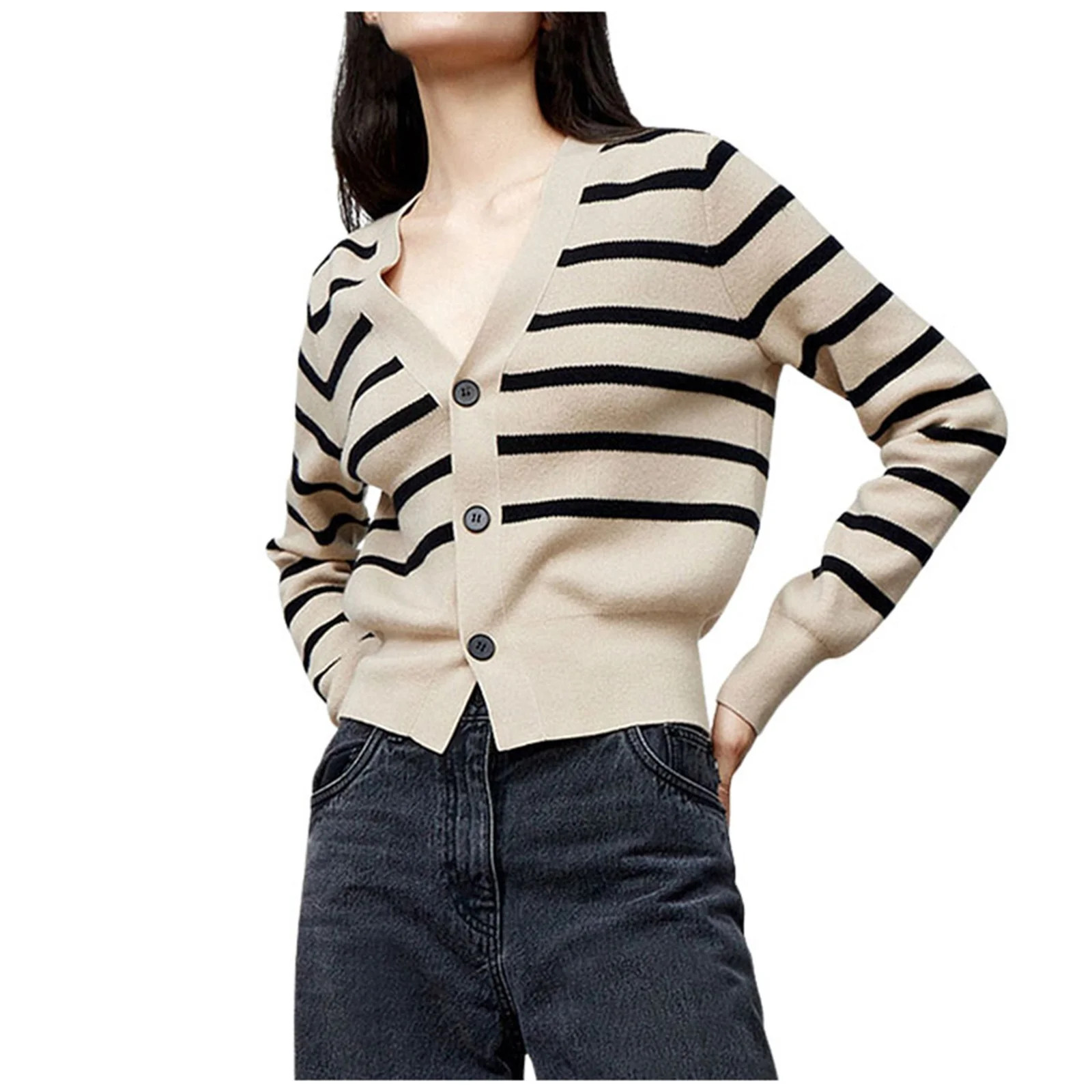 Fall Cardigans Women Casual Striped Sweater / Striped Loose Knit Women's Cardigans | Walmart (US)