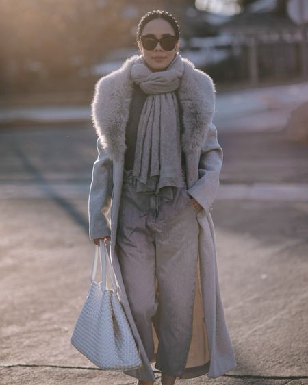 Layered in greys, and I have always have a thing for faux fur collar coat. #winterstyle #winteroutfit #wintercoat

#LTKover40