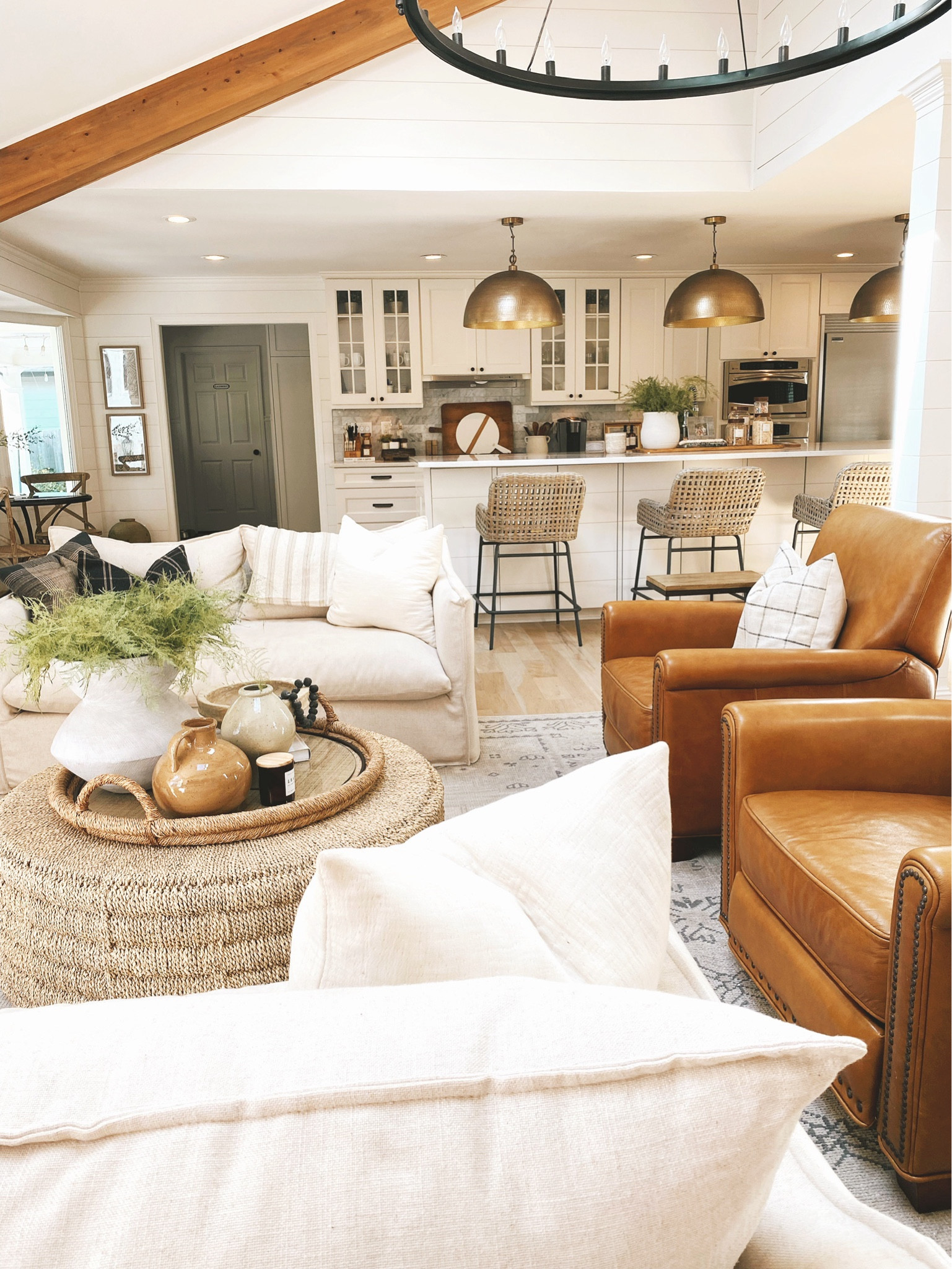 Living room inspo, neutral living room, leather recliners, pottery barn design, round coffee table, kitchen inspo 

#LTKStyleTip #LTKSaleAlert #LTKHome