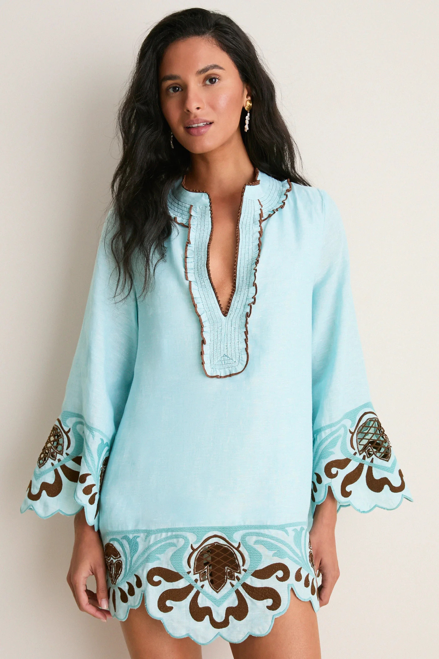 Turquoise Linen Tess Short Dress | Tuckernuck (US)
