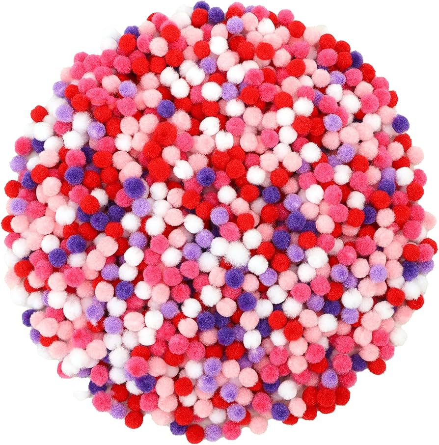 Caydo 1200 Pieces 1cm Valentine's Day Pom Poms, Small Pompom Balls for Kids Creative Arts & Craft... | Amazon (US)