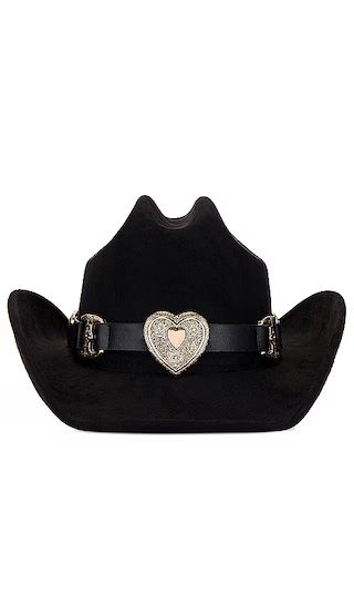 Gold Heart Cowboy Hat in Black | Revolve Clothing (Global)