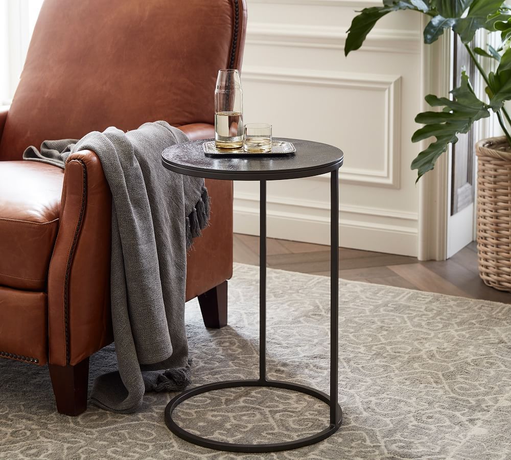 Duke 16" Round Metal C-Table | Pottery Barn (US)