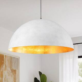 PCover 180-Watt 3-Light Antique White Pendant Light Farmhouse Bowl Dome Industrial Oversized Light for Dining Room | The Home Depot