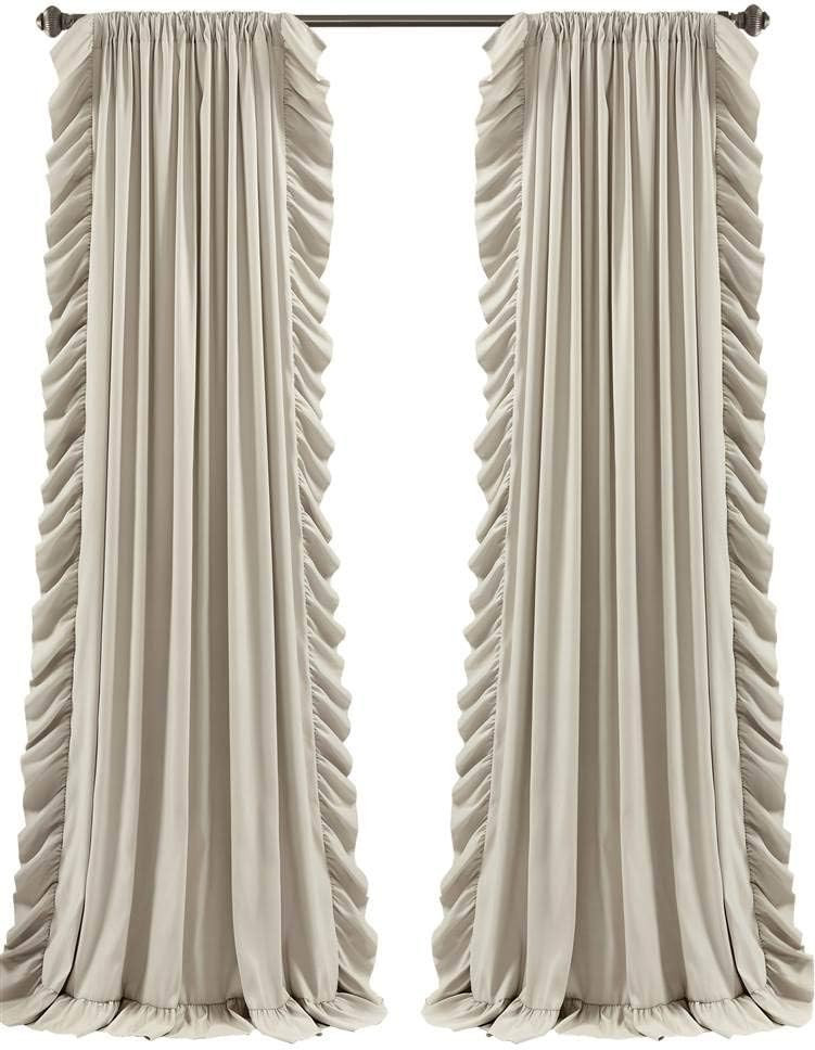 Lush Decor Reyna Ruffle Window Curtain Panel Set, Pair, 54" W x 84" L, Wheat - Flowy Curtain Set ... | Amazon (US)