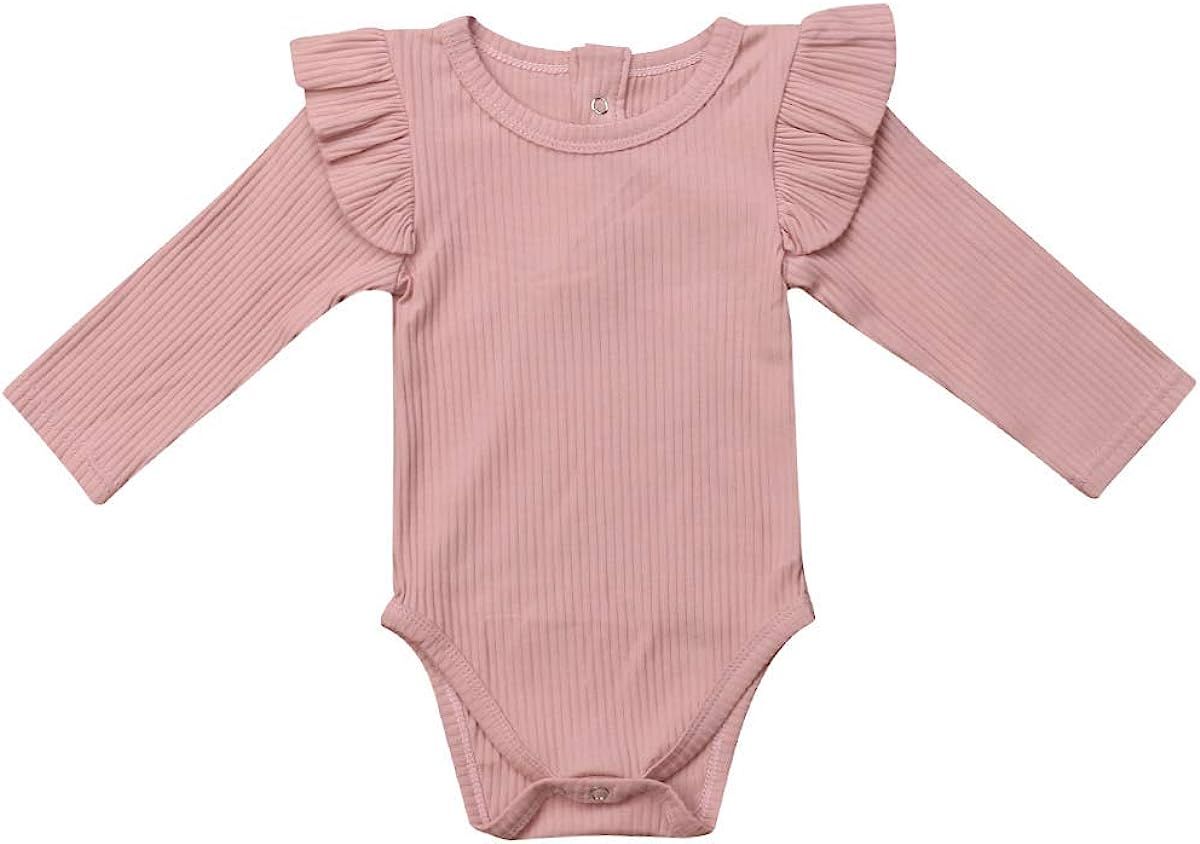 Infant Girl Romper Ruffle Long Sleeve Bodysuit Newborn Baby One-Piece Outfits | Amazon (US)