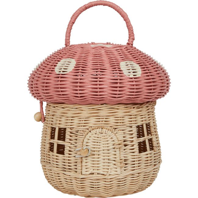 Rattan Mushroom Basket, Musk | Maisonette