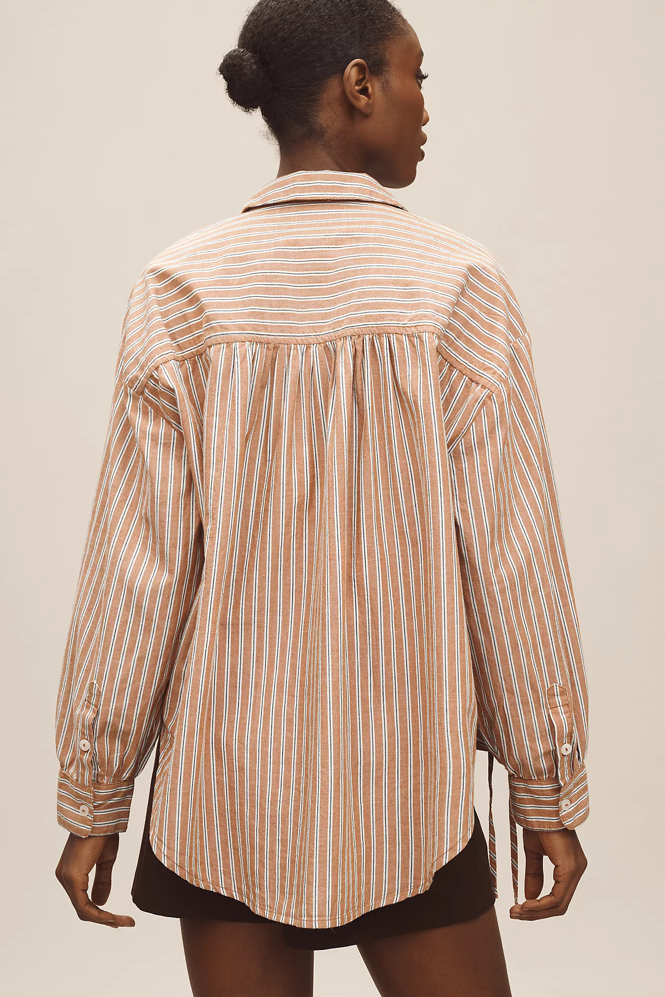 Pilcro Reworked Ruched Buttondown Shirt | Anthropologie (US)