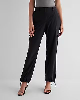 High Waisted Nylon Convertible Hem Cargo Trouser  Pant | Express