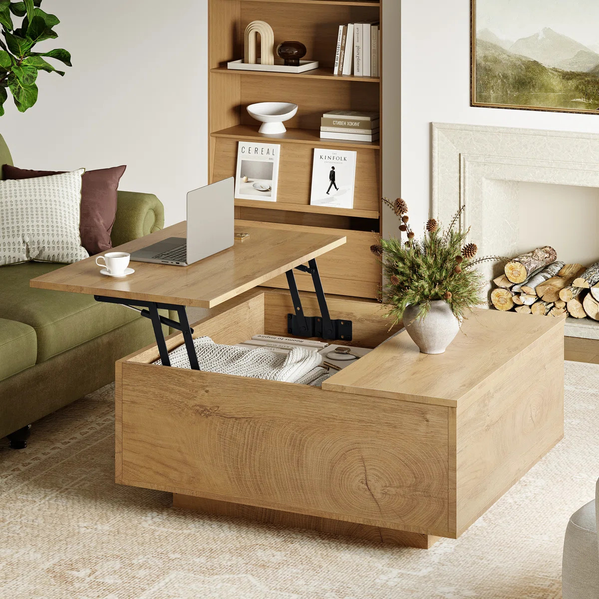 31.5'' Lift Top Coffee Table with Block Base | Wayfair North America
