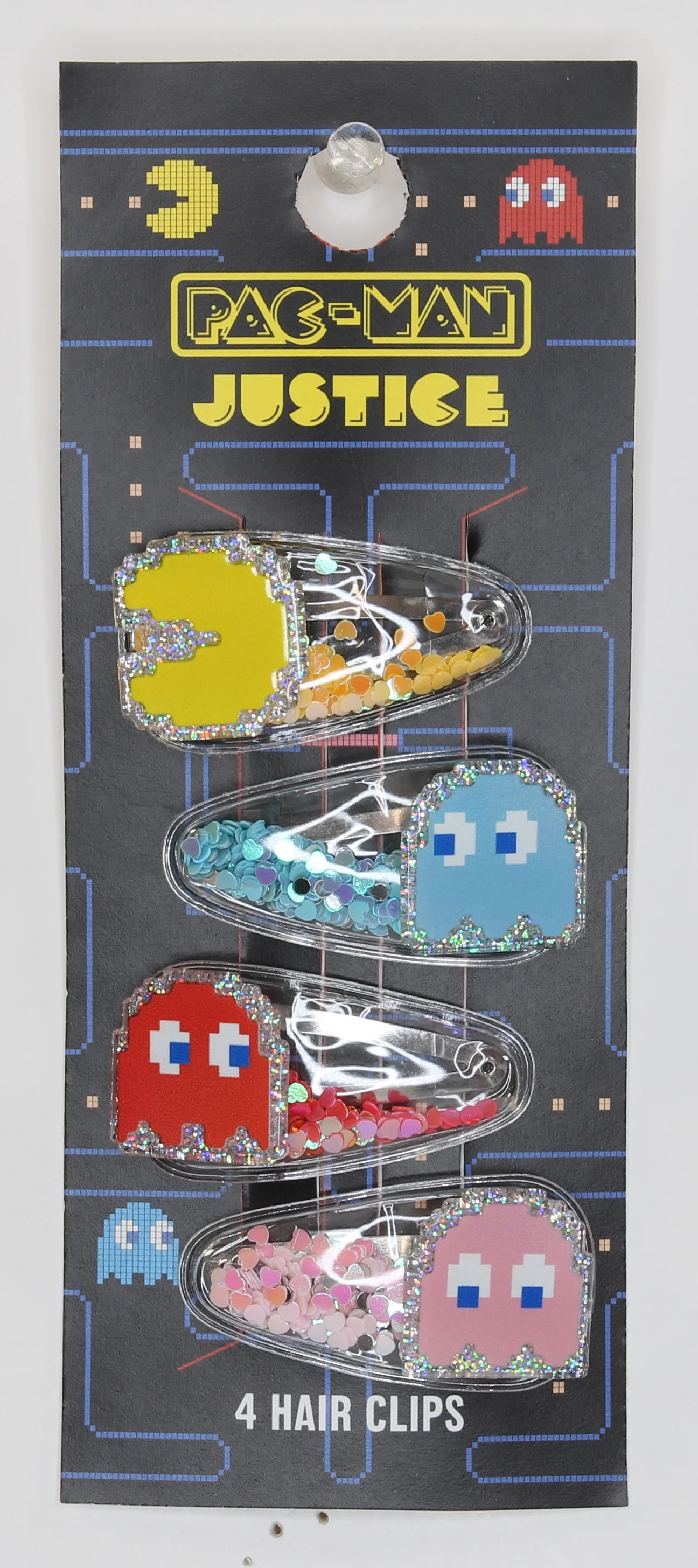 Justice x Pacman Girl's Glitter Shaker Snap Clips, 4-Piece, Multi | Walmart (US)
