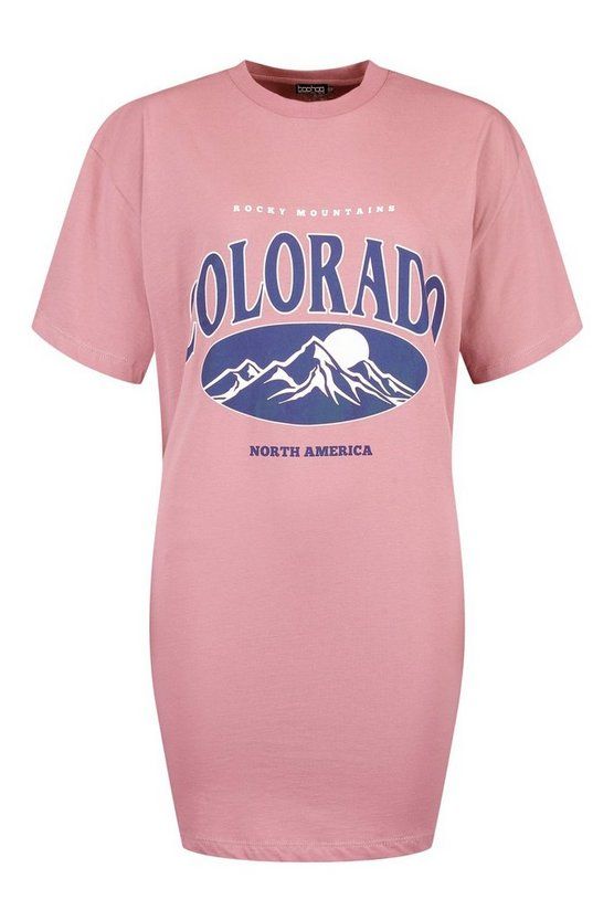 Colorado Slogan T-Shirt Dress | Boohoo.com (US & CA)
