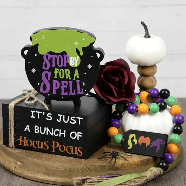 DAZONGE Hocus Pocus Halloween Decorations, 1 Set of Halloween Faux Book Stack, 1 Witches Cauldron... | Walmart (US)