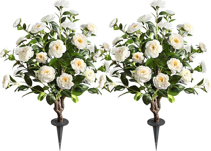 Artificial Flower Trees Indoor, 【 2 Pieces 】 Faux Floral Plants 36 Inch Faux Blooming Camelli... | Amazon (US)