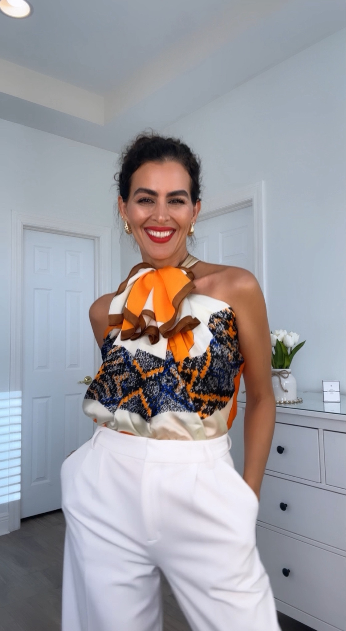 Perfect for travel!! Scarf is 70” x 35”. Exact print sold out. Adding different prints of the same scarf. Pants are size 4. Bra runs small, size up. Wearing a size 36B, usually a size 34B.

 I am 5’7” | 126 pounds 

#LTKtravel #LTKsalealert

#LTKU