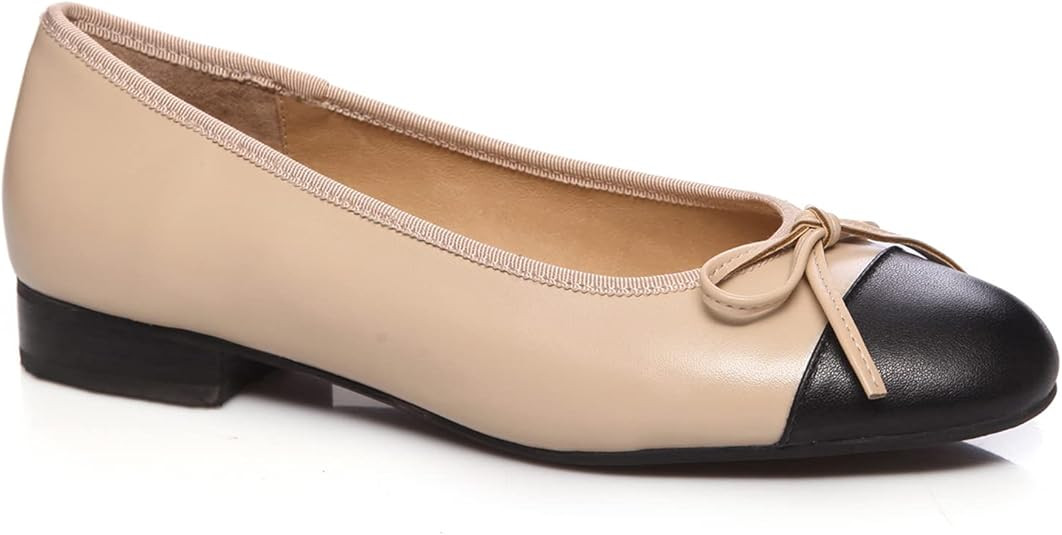 SHODENSE Women Cap Toe Bow Flats Two Tone Slip On Ballet Flats Comfort Closed Round Toe Flats Col... | Amazon (US)