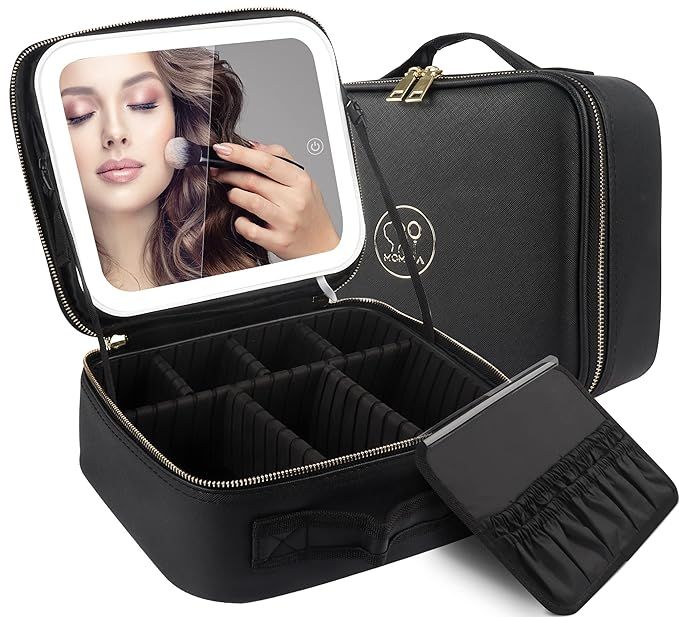 MOMIRA Makeup Bag with Mirror and Light Travel Makeup Train Case Cosmetic Organizer Portable Arti... | Amazon (US)