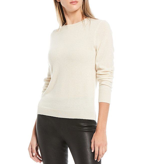 Luxury Collection Lia Cashmere Crew Neck Long Sleeve Sweater | Dillards