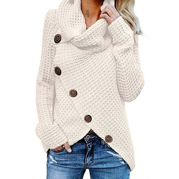 Women's Winter Warm Long Sleeve Turtleneck Knitted Sweater Pulover Jumper Cardigan Knitwear Winte... | Walmart (US)