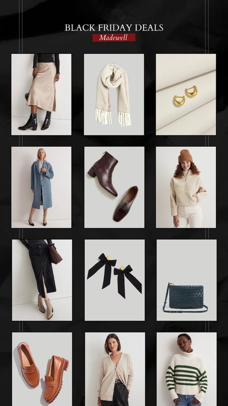 Madewell finds, neutral scarf, silk skirt, gold hoops, gift guide for her, leather boots, blue pea coat, fuzzy pullover, denim skirt, bow earrings, crossbody, date outfit, holiday outfit, thanksgiving outfit 

#LTKsalealert #LTKGiftGuide #LTKCyberWeek