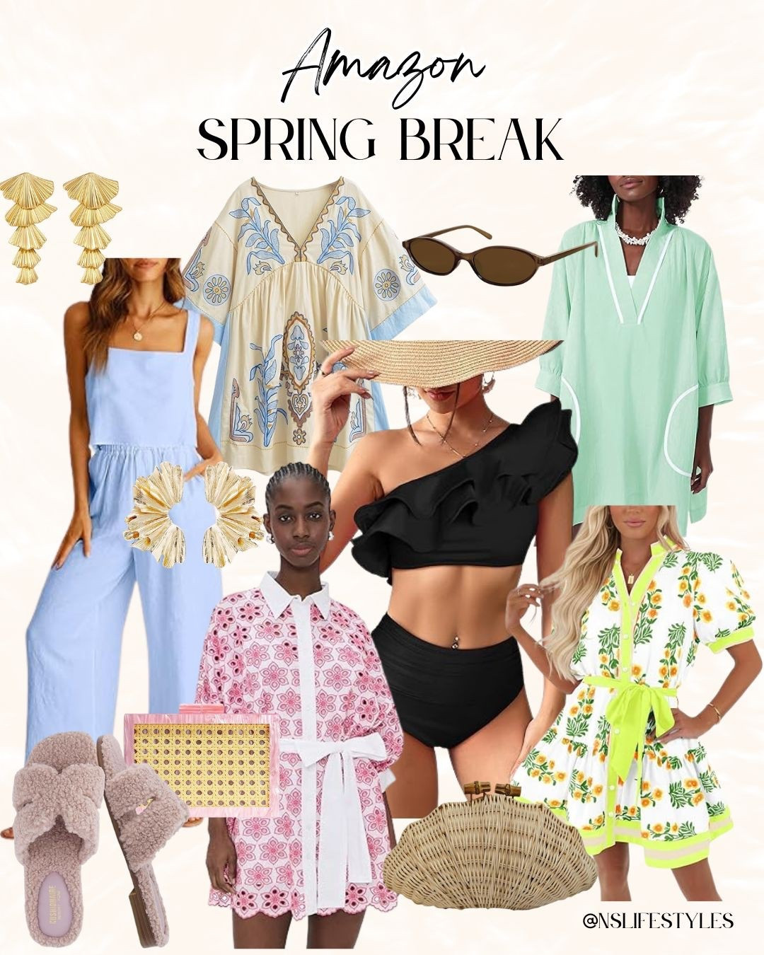 Sun, Sand, & Amazon Finds! ☀️

Embrace the ultimate vacation vibe with these budget-friendly Spring Break essentials, most under $50! 🌴

I am obsessed with these breezy pieces: the black ruffled one-shoulder bikini is a total classic, paired perfectly with a wide-brim straw hat. For a pop of color, I love the floral mini dress and the effortless blue linen jumpsuit. Finish the look with chic gold statement earrings, a woven shell clutch, and cozy fuzzy slides for a touch of tropical glam that won’t break the bank!

#AmazonFashion
#AmazonFinds
#SpringBreakStyle
#VacationOutfits
#BeachDay
#ResortWear
#SpringBreak2026
#AffordableFashion
#SummerStyle
#BikiniWeather
#TravelInspo
#LTKUnder50
#AmazonSpringBreak
#TropicalVibes
#VacationReady


#LTKTravel #LTKootd #LTKspring