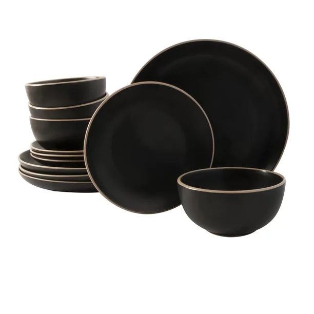 Better Homes & Gardens Zuri Matte Black 12-Piece Dinnerware Set | Walmart (US)