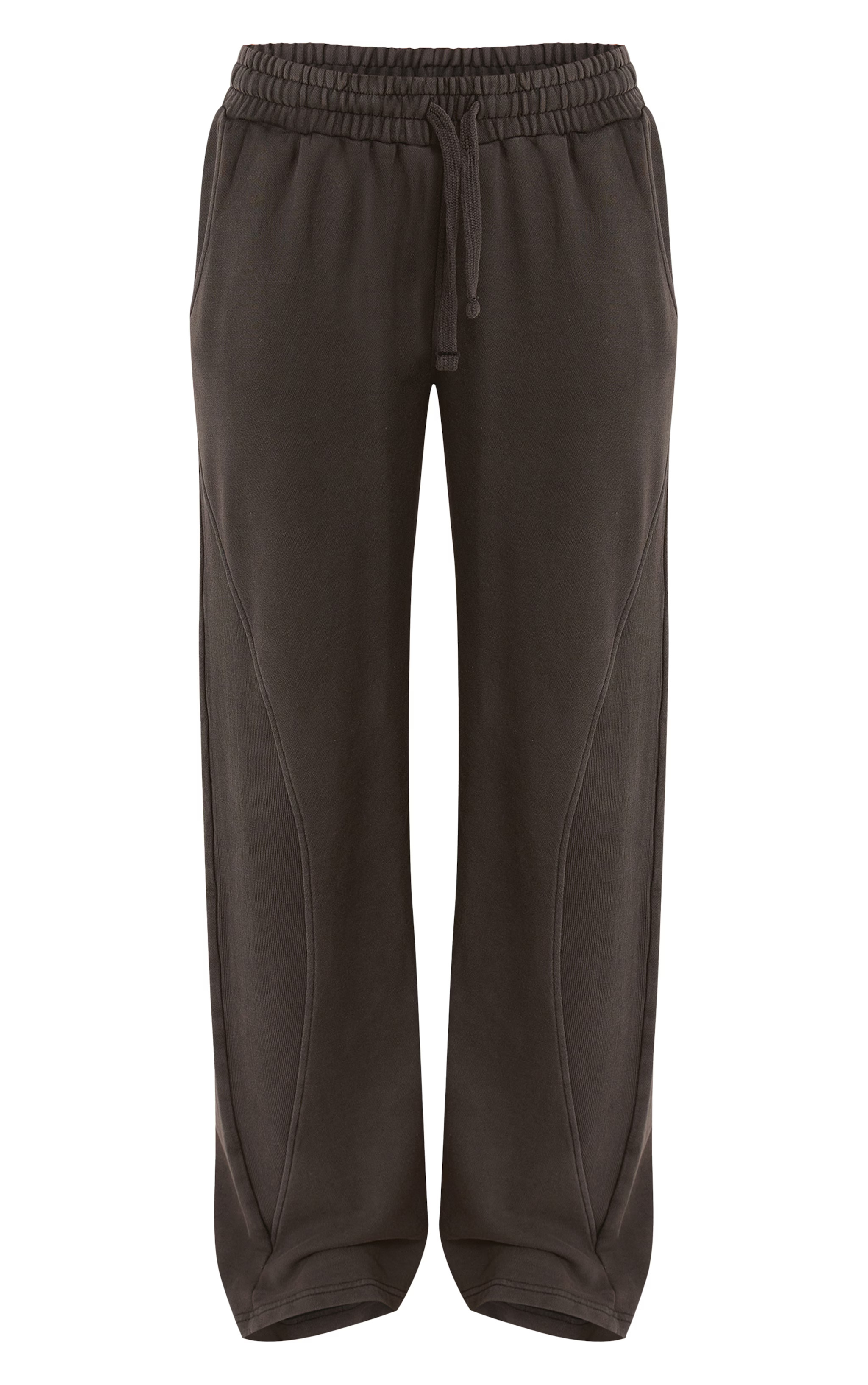 Charcoal Acid Wash Rib Panel Straight Leg Joggers | PrettyLittleThing UK