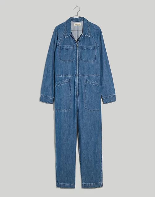 Garment-Dyed Denim Crop Coverall Jumpsuit | Madewell