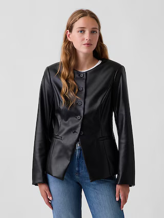 Vegan Leather Blazer Top | Gap (US)