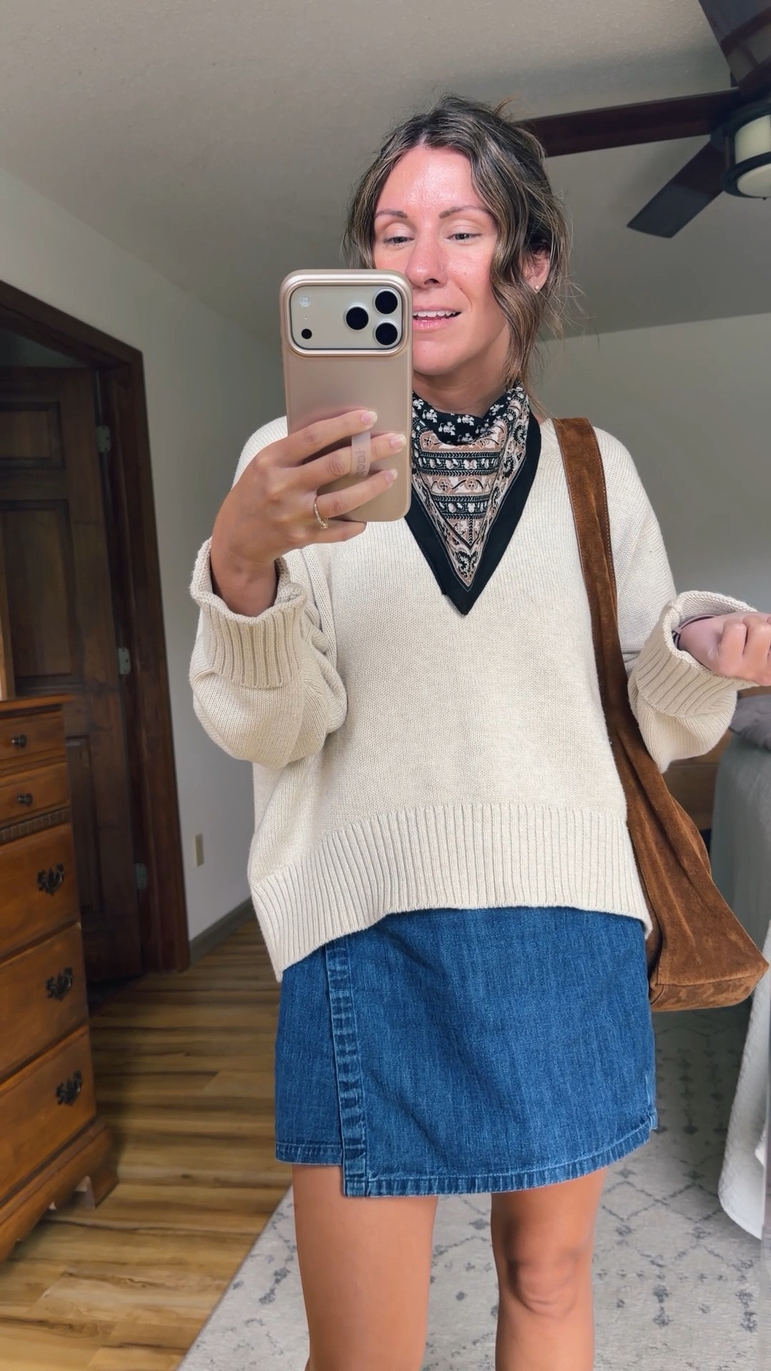 Fall church outfit 🙌🏽✨

small in my sweater, xs petite in my skirt and 6.5 in my boots (almost sold out—so I linked similar). Love this cotton scarf and suede bag with my suede boots🤎

#LTKPetite #LTKSeasonal #LTKootd